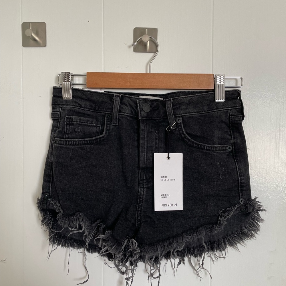 Forever 21 High Waisted Black Denim Shorts